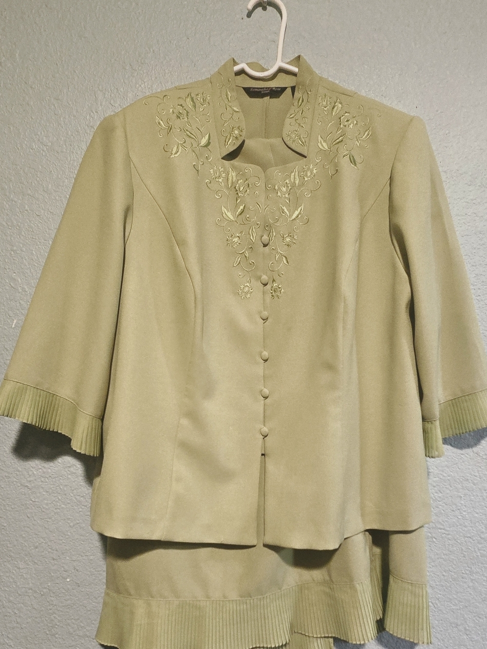 Samantha Patterson Designs Light Olive Embroidered Jacket